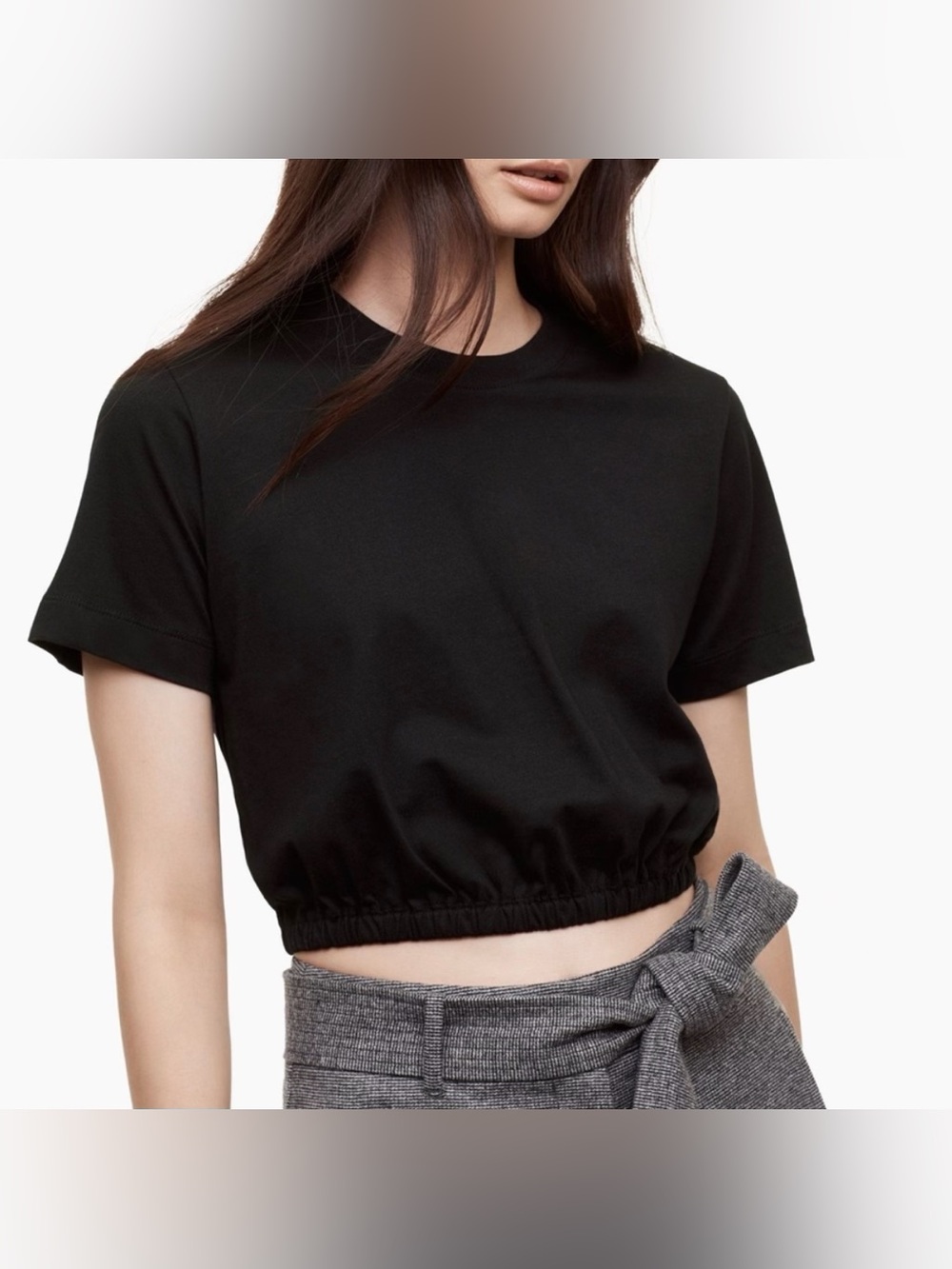 Aritzia Wilfred Cropped Tee in Black (Size Small)